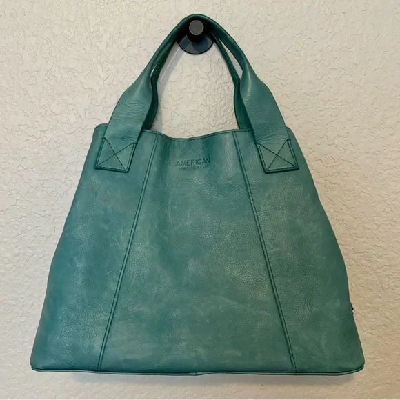 American Leather Co. Ada Triple Entry Satchel Crossbody Hobo Teal Medium - Picture 2 of 10